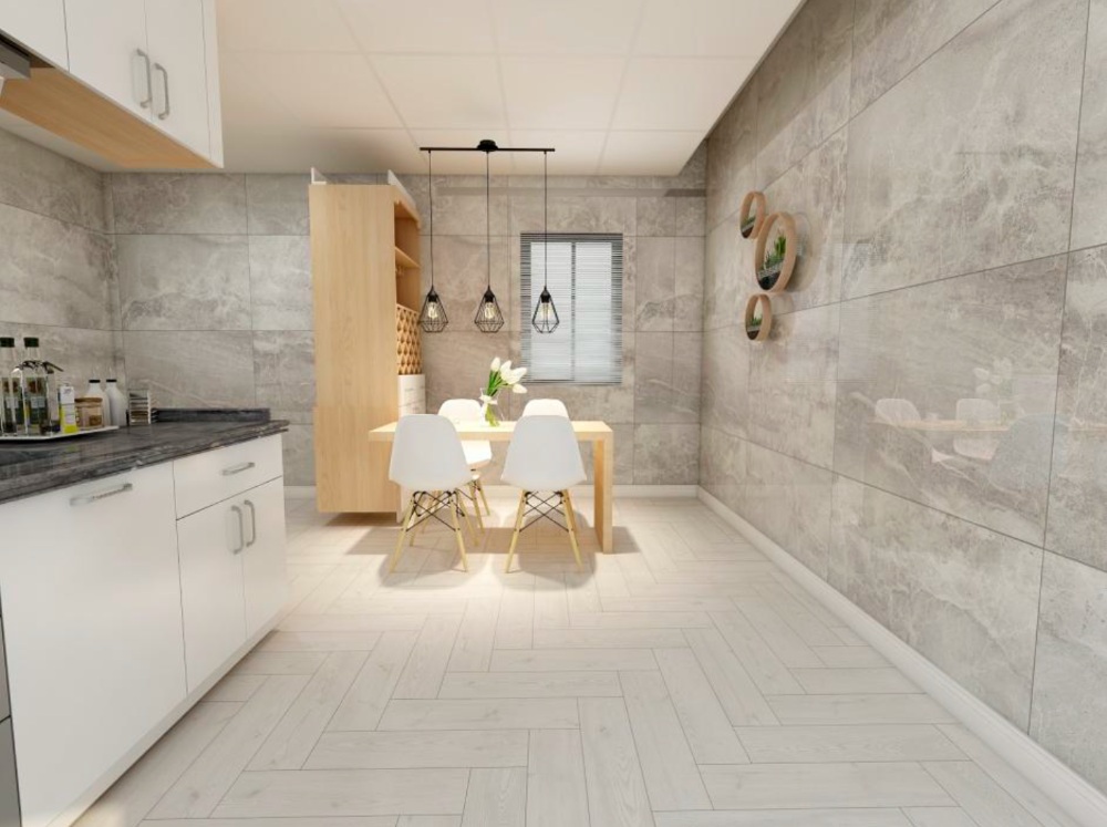 Кварцвиниловый SPC ламинат StoneWood Леванто Levanto SWP 2001 венгерская елка 615×123×4 фото в интерьере